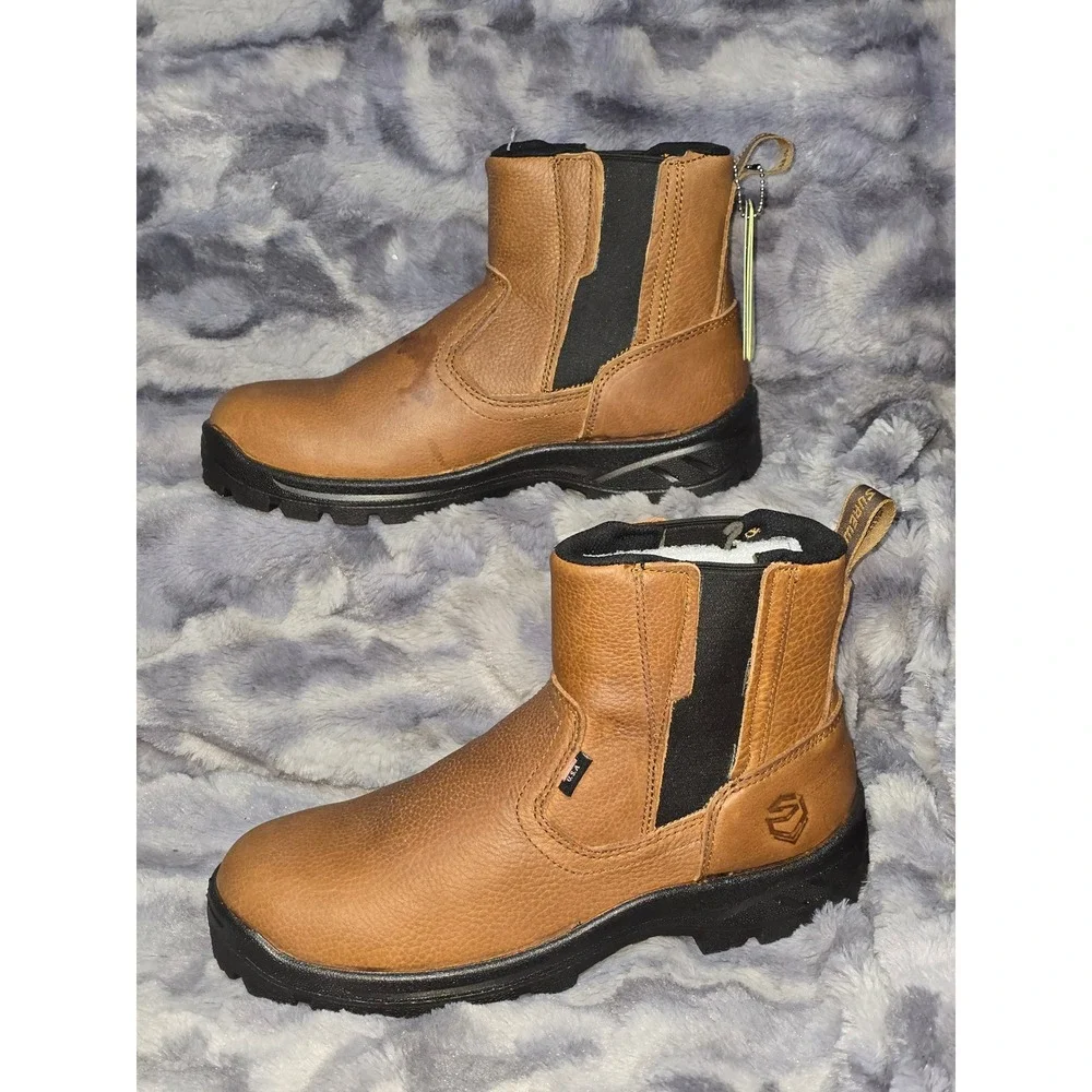 NWT Sureway 612 Brown Leather Soft toe Work Boots Slip Resistant EH Rated SZ 9.5